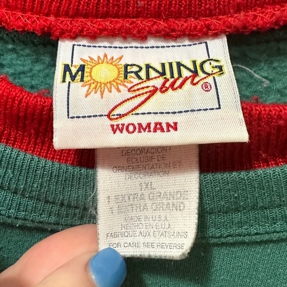 Vintage 90s Top Stitch by Morning Sun Sweatshirt Plus Size 1X Snowman Christmas - Picture 3 of 7